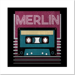 Personalized Merlin Name Vintage Styles Camping 70s 80s 90s Posters and Art